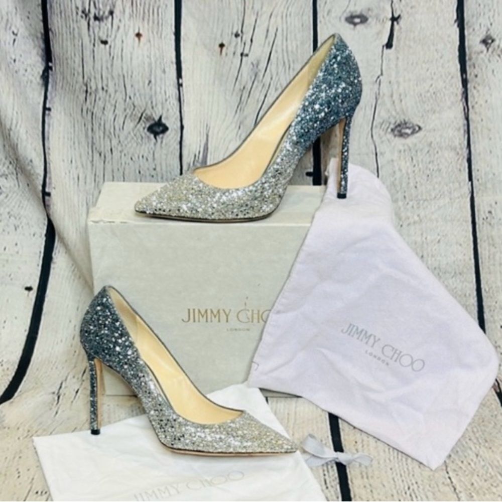 🛍️ Jimmy Choo Authentic Romy 60 Gradient Ombré Heels W/Box & Dust Cover